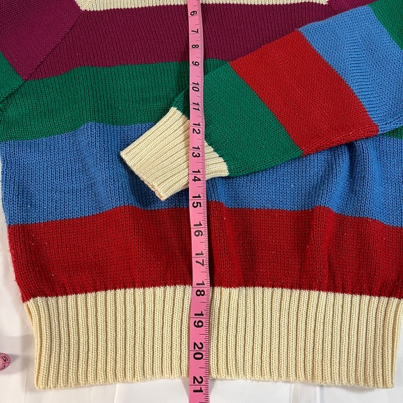 Avon Fashions Cream Sweater with Big rainbow stripes XS vintage preppy - Picture 5 of 5